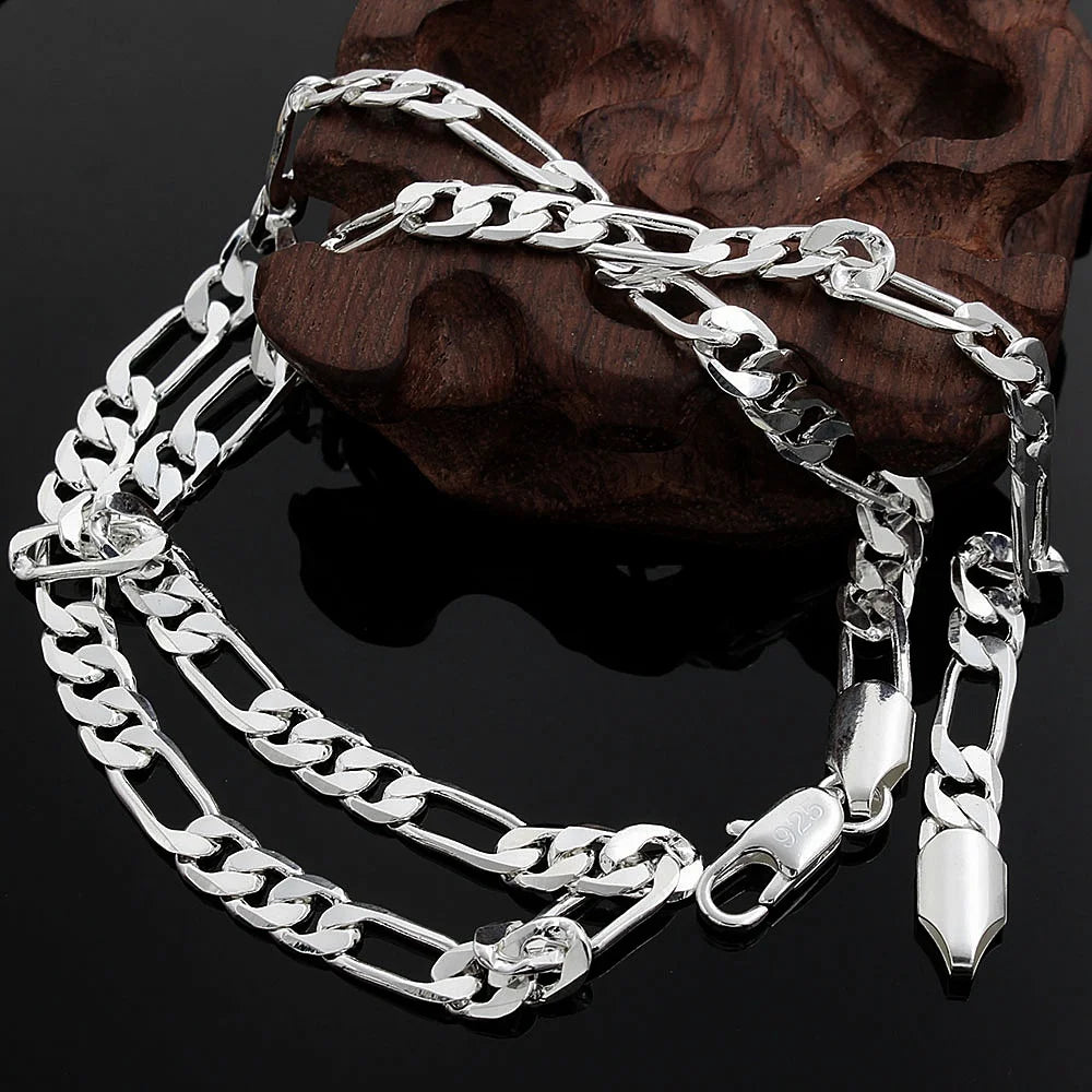 925 Sterling Silver 18K Gold Necklaces 20inches 6MM Sideways Chain Necklace For Men Women Fashion Jewelrys Wedding Party