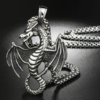 Stainless Steel Dragon Pendant Necklace Statement