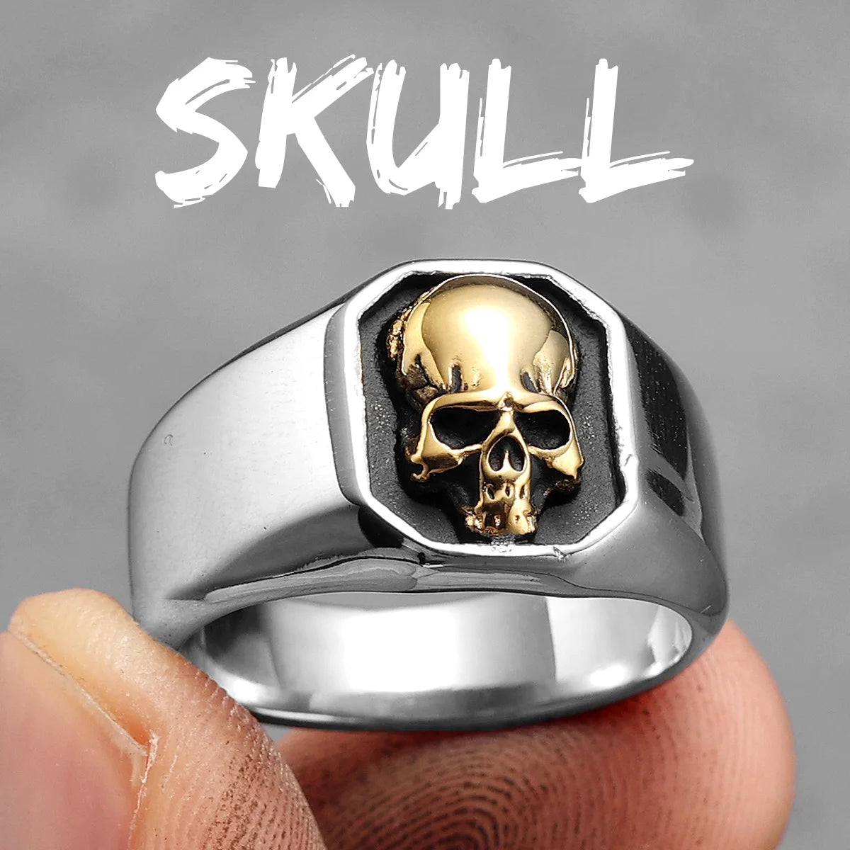 Damaged Skull Ring — Stainless Steel
