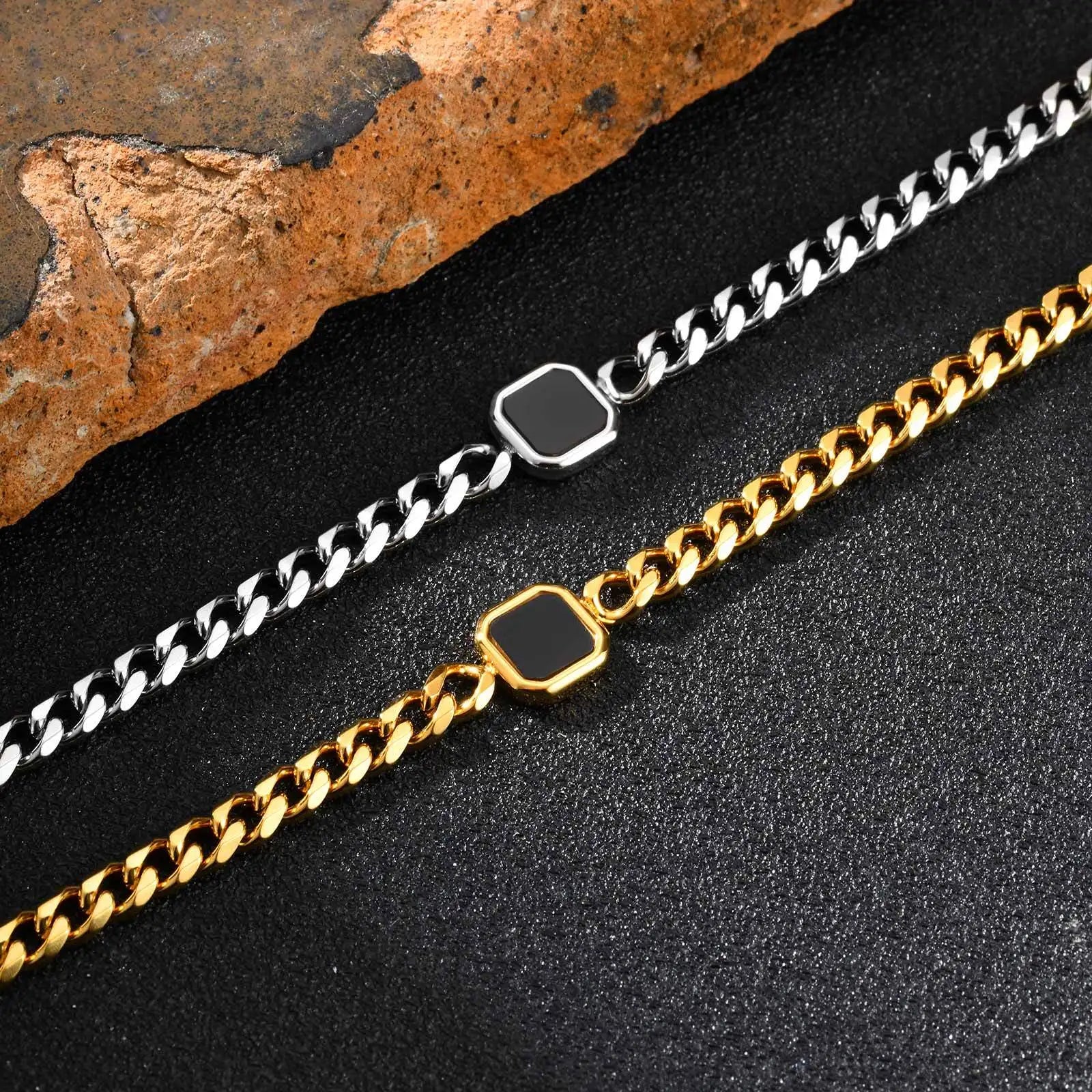 Cuban Stone Chain Bracelet — Stainless Steel