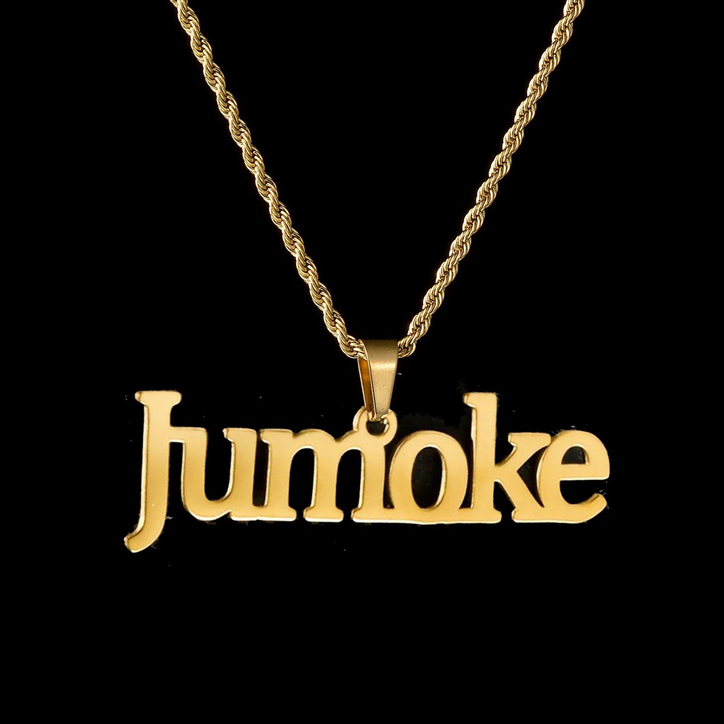 Atoztide Personalized Customized Brand Logo Names Pendant Necklace Stainless Steel Thick Chain for Men Women Jewelry