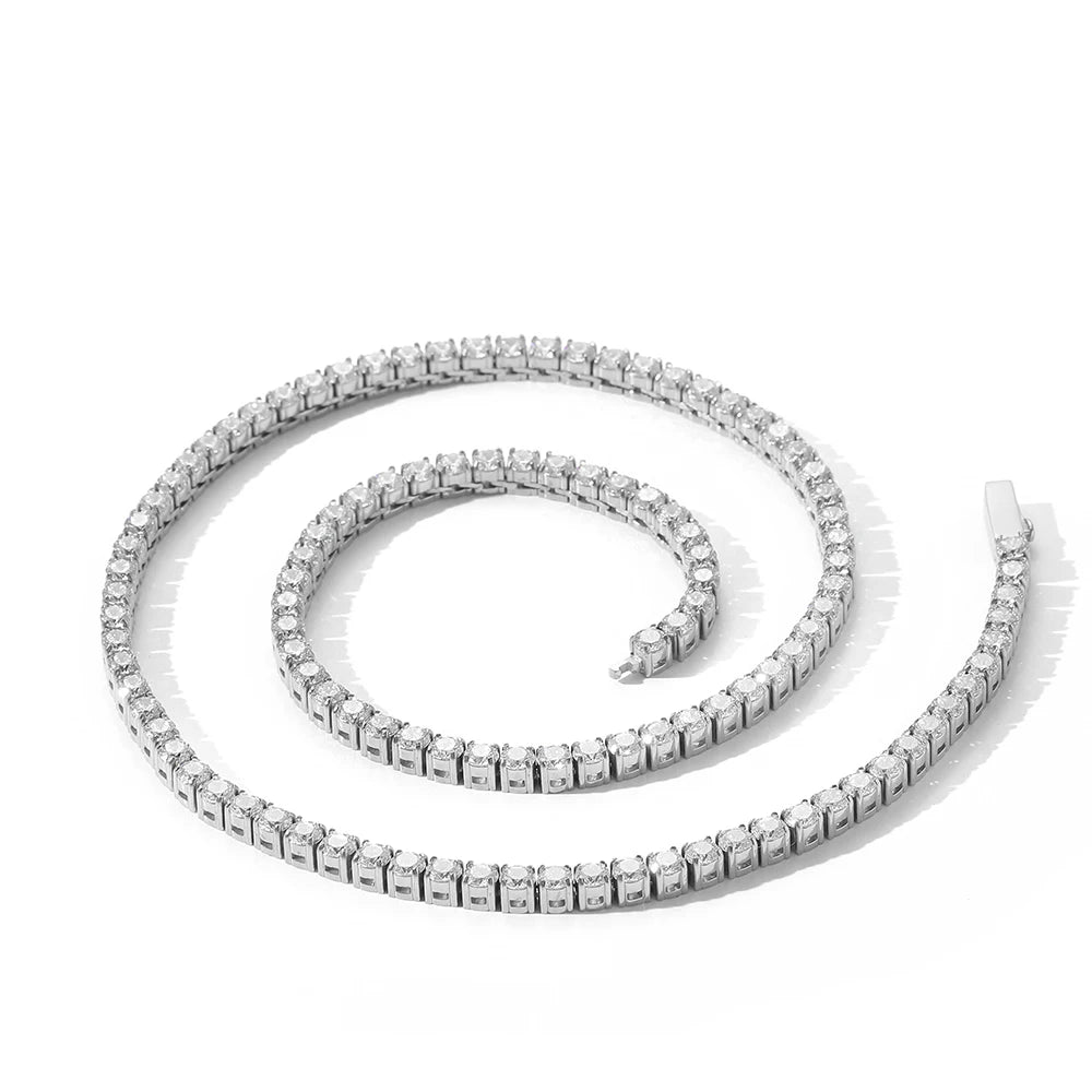 NY Stainless Steel Tennis Necklaces Woman Trend Men Women Iced Out 4mm Zircon Tennis Chains Jewelry No Fade