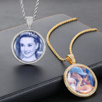 Iced Out Photo Pendant Necklace Stainless Steel