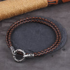 Nordic viking rune with Open Round Clasp pendant necklace stainless steel chain with wood box