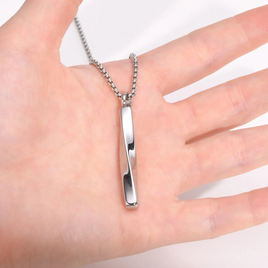 Vnox Stainless Steel Mobius Bar Pendant Necklaces for Men,Simple Cremation Ashes Urn Jewelry,Memorial Keepsake Collar Gifts