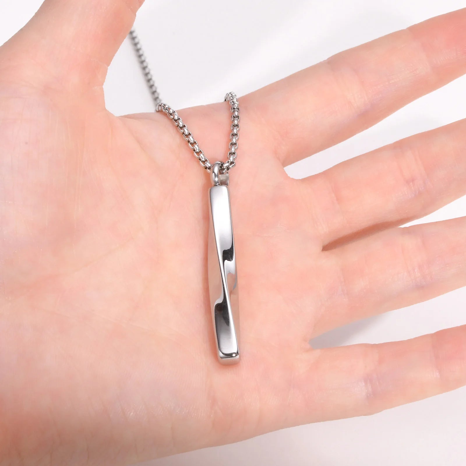 Vnox Stainless Steel Mobius Bar Pendant Necklaces for Men,Simple Cremation Ashes Urn Jewelry,Memorial Keepsake Collar Gifts