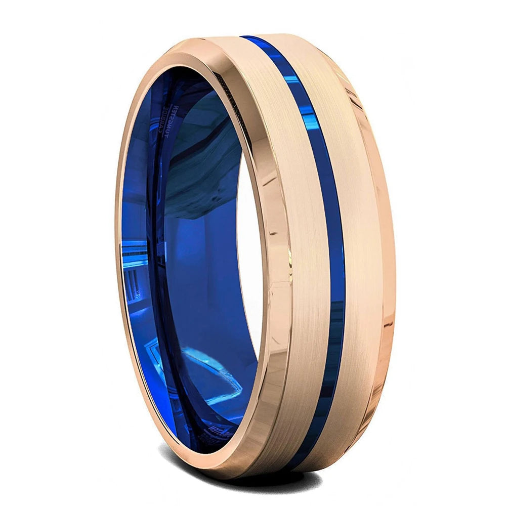 Fashion 8mm Men's Stainless Steel Ring Inlay Black Carbon Fiber Ring Wedding Engagement Jewelry Anniversary Gifts Drop