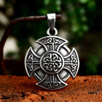 Viking Disc Cross Pendant — Stainless Steel