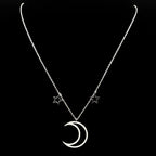Star Silver Pendant Zircon Sterling Crescent Moon