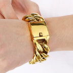 Cool 25/30mm Hip Hop Cuban Link Chain Bracelet Man Vacuum Plated 316l Stainless Steel Men's Bracelets Heavy Duty Street