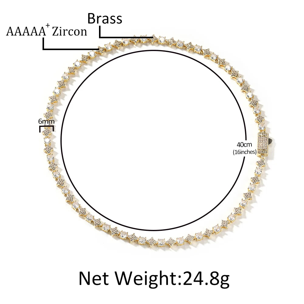 TBTK Mixed Sprkling Quadrangular Star Tennis Chain Necklace Round Cut Iced Out Cubic Zirconia Bracelet HipHop Jewelry For Gift
