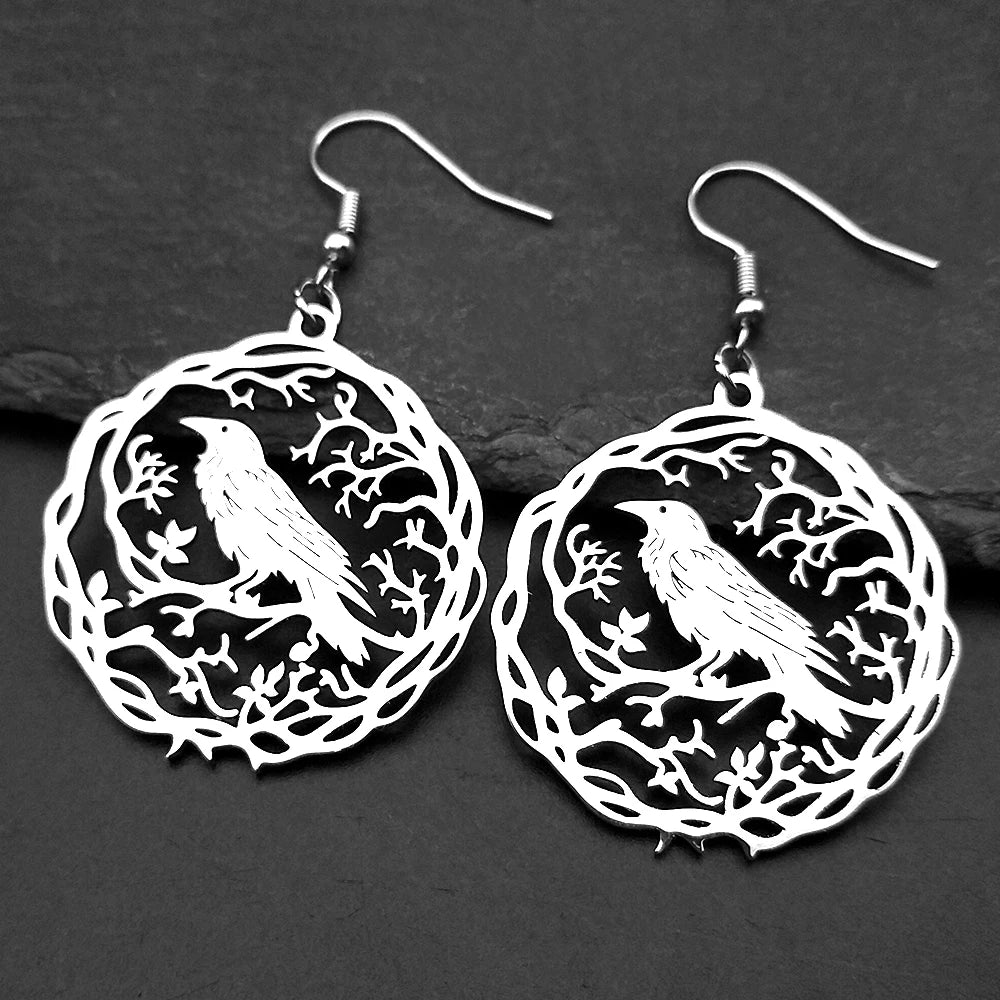 Gothic Raven Stainless Steel Pendant Necklace
