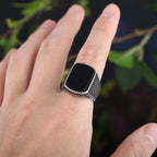 Trendy 2022 New Onyx Stone Ring Luxury Suitable For Man With Gifts Party Wedding Male Ring Jewelry Accessories Couple