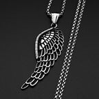 Simple Retor Angel Wing Chain For Women Men Stainless Steel Silver Color Grain Gothic Fashion Daily Wear Necklace