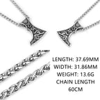 Stainless Steel Viking Axe Men's Pendant Necklace Retro Domineering Dragon Totem Necklace Punk Jewelry