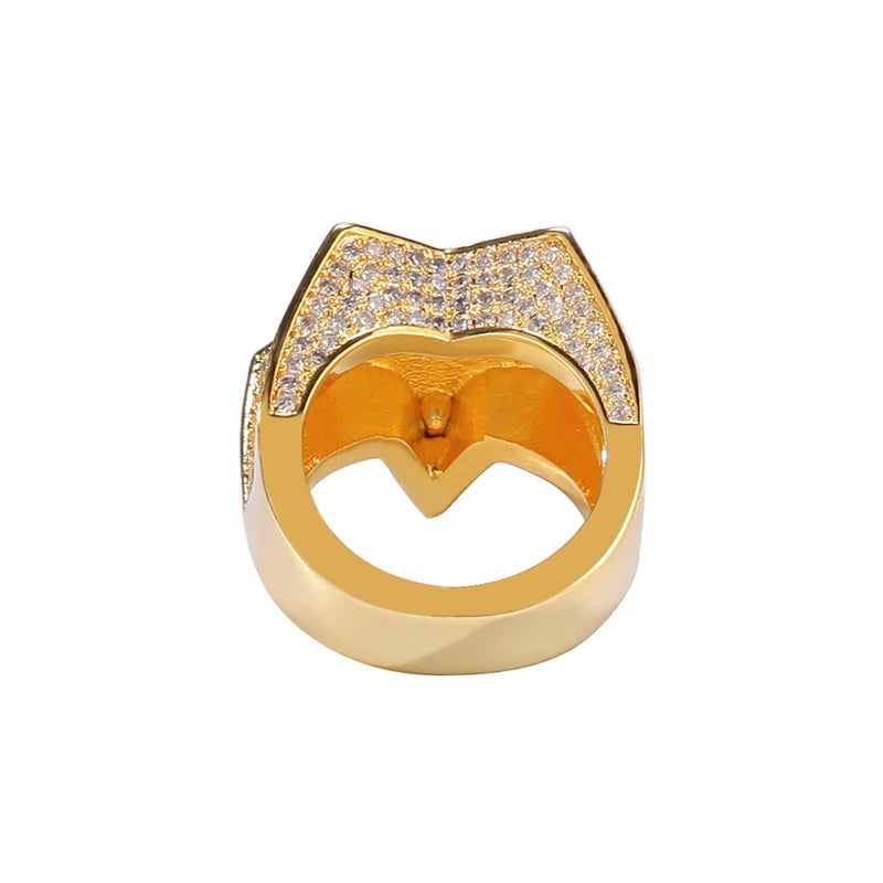 Hip Hop 3A+ CZ Stone Paved Bing Iced Out Five-Pointed Star Rings for Men Women Unisex Rapper Jewelry Gold Silver Color
