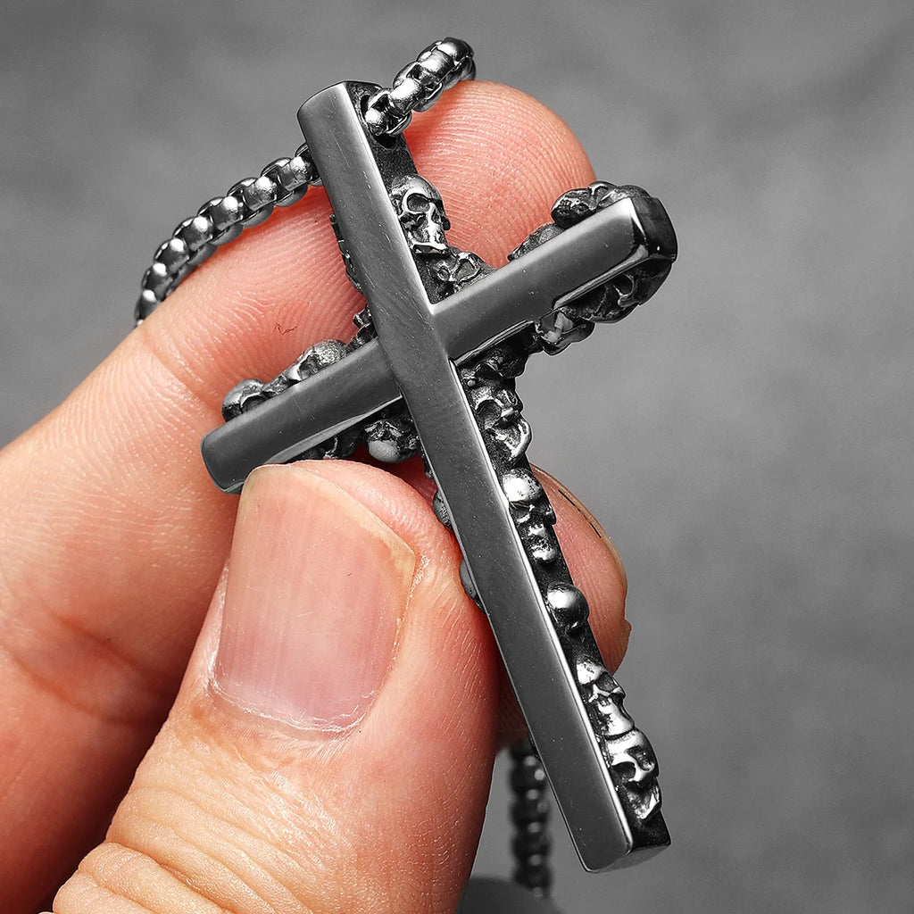Skull Cross Men Necklaces Stainless Steel Pendant Chain Women Fashion Jewelry Punk Unique New In Accessories Gifts