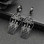 Skull Steel Earrings Dark Punk Coffin Hand Hoop