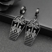 Skull Steel Earrings Dark Punk Coffin Hand Hoop