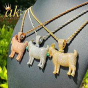 Gold Iced Out Goat Grass 5A CZ Pendant Necklace