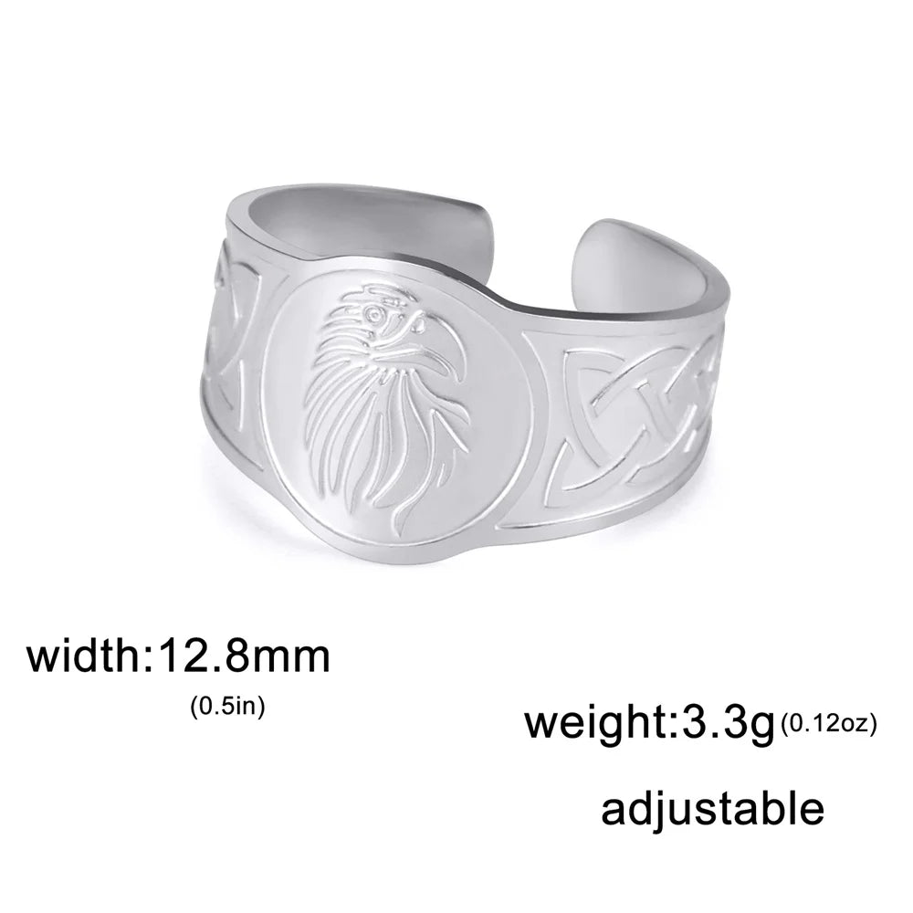 My Shape Lion Rings for Men Punk Celtics Knot Animals Resizable Stainless Steel Finger Ring Nordic Vintage Jewelry