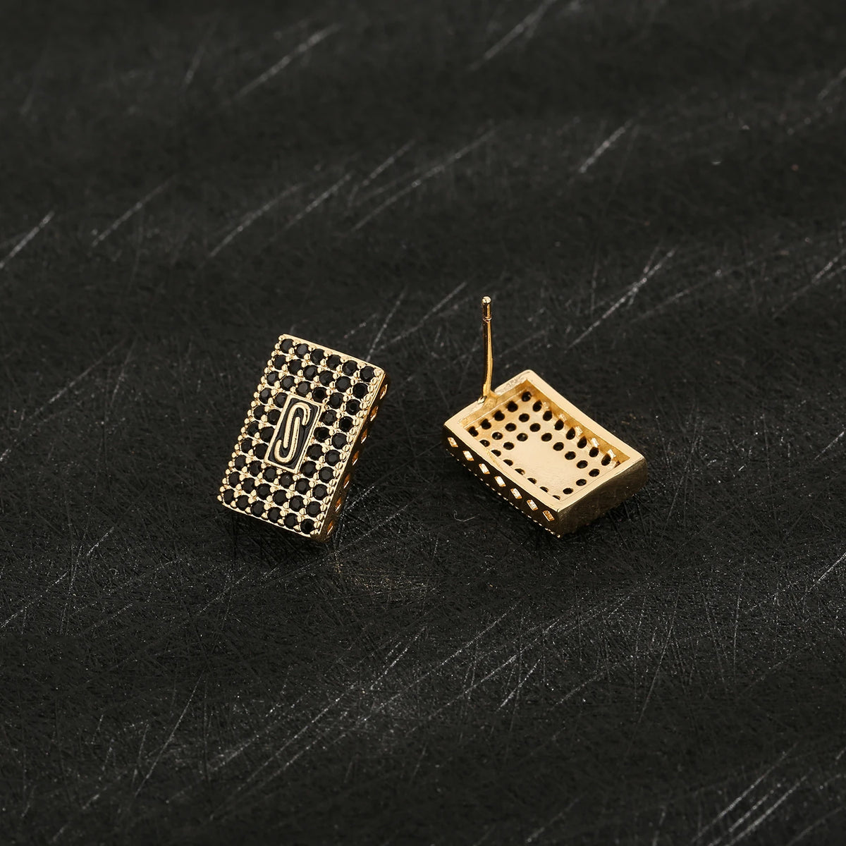 ‌ Brass Earrings with Zirconia Stones Square Minimalist Stud Earrings for Women Hot Sale Fashion Jewelry Gift