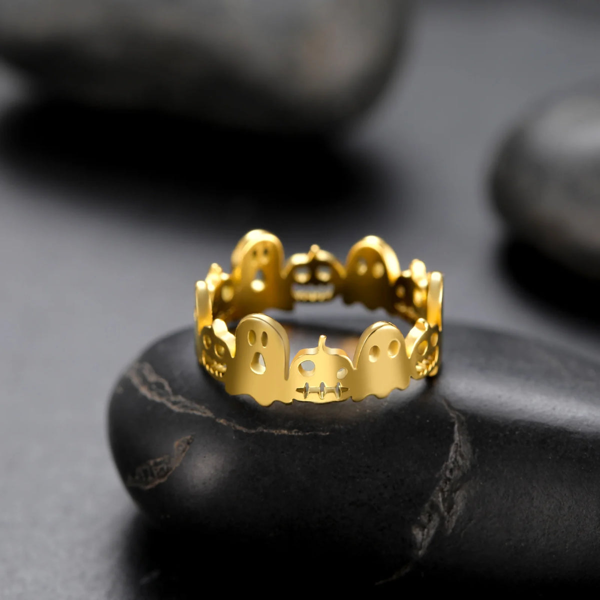 Halloween Pumpkin Ghost Finger Ring — Stainless Steel