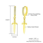 Iced Out Ankh Dangle Hoop Earrings CZ