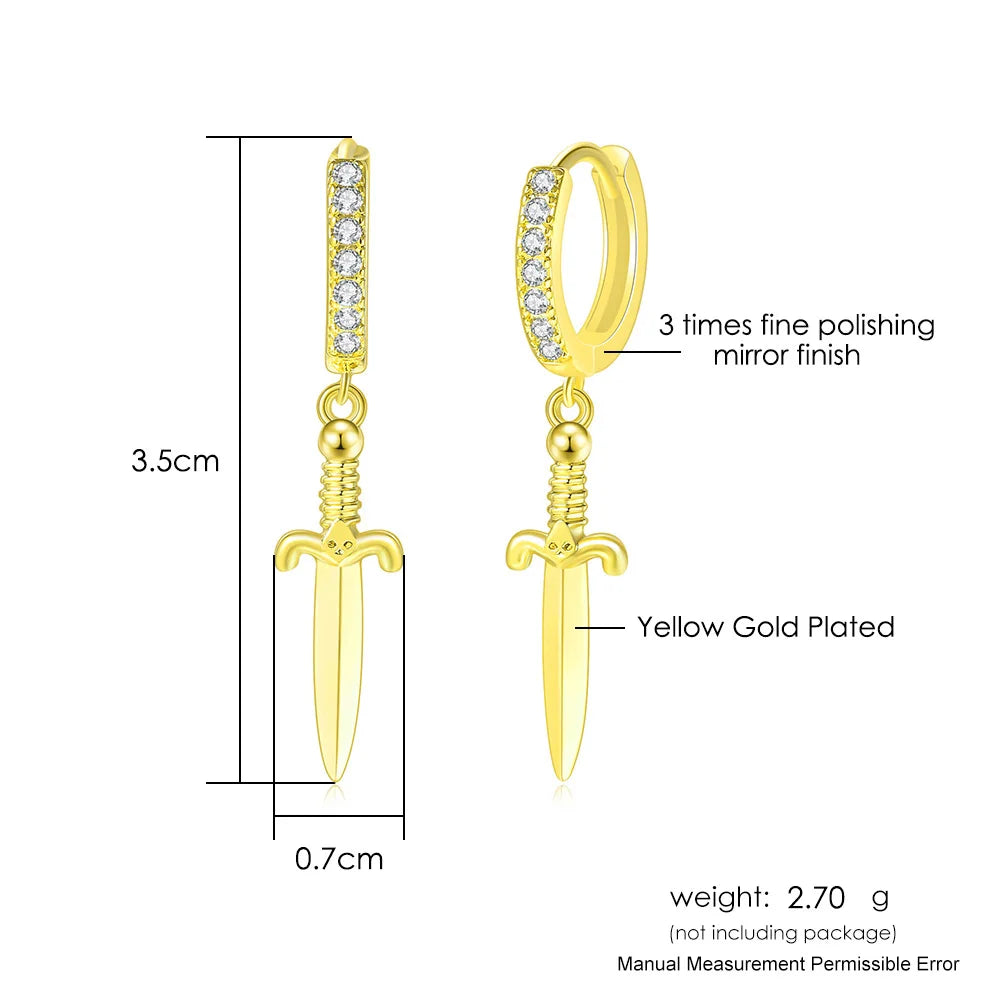 Iced Out Ankh Dangle Hoop Earrings CZ