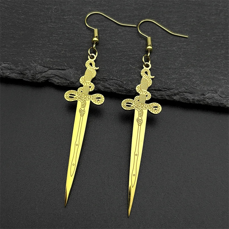 Snake Viking Steel Earrings Vintage Norse Mythology