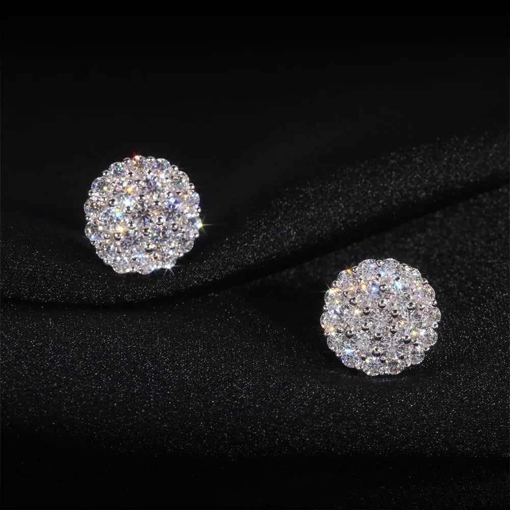 Full Moissanite D Color Women's Men Hip-hop Earrings 925 Sterling Silver Screw Ear Stud High Quality Fine Jewelry for Women Gift