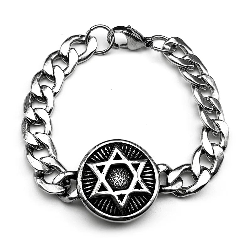 Star Steel Bracelet Judaism Israel Hexagram Jewish