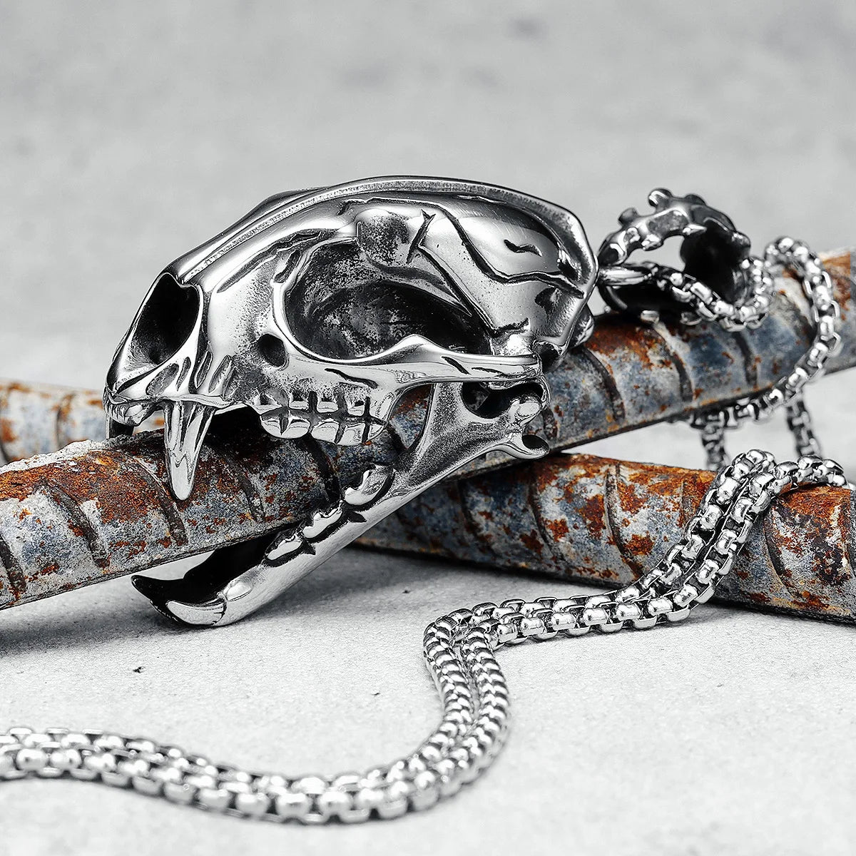 Gothic Skeleton Stainless Steel Pendant Necklace