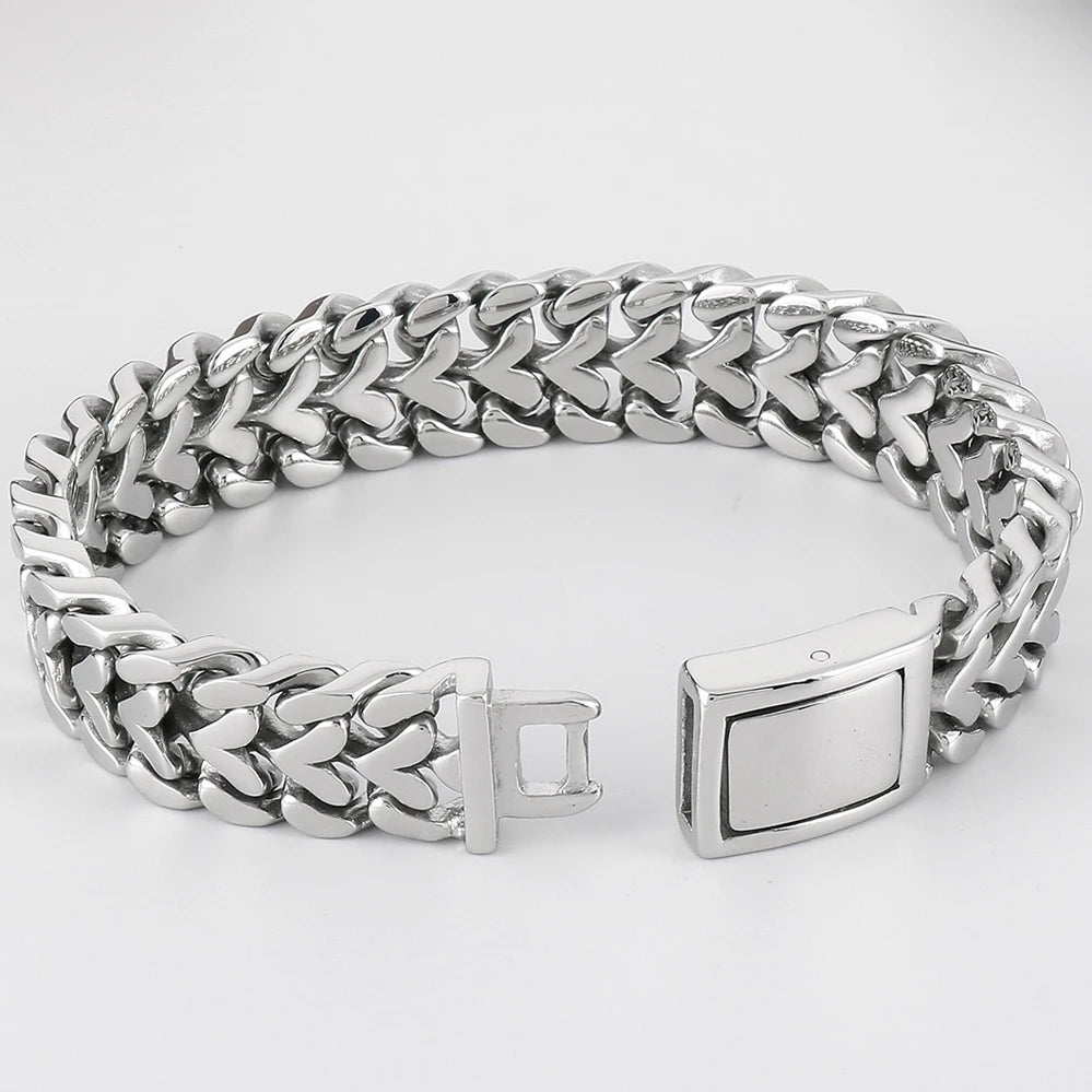 Polished 316l Stainless Steel Bracelet for Men 16MM Chain Link Men's Wrist Arm Jewelry Birthday Gifts for Boys Him