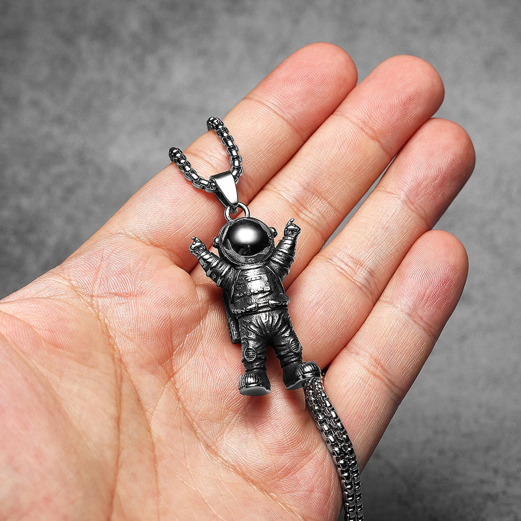 Astronaut Pendant Necklace — Stainless Steel