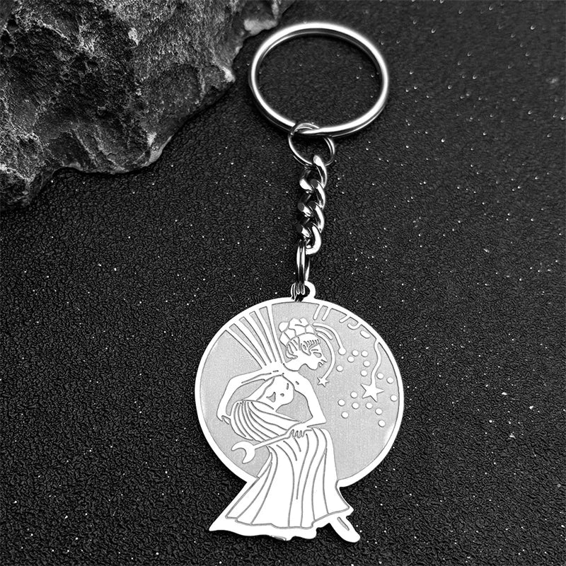 Star Key Silver Pendant Magic Wicca Fairy Moon