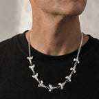 Unique Shark Teeth Shaped Spike Rivet Necklace for Men, Silver Color Punk Adjustable Collar Necklace, Trendy Hip Hop Jewelry
