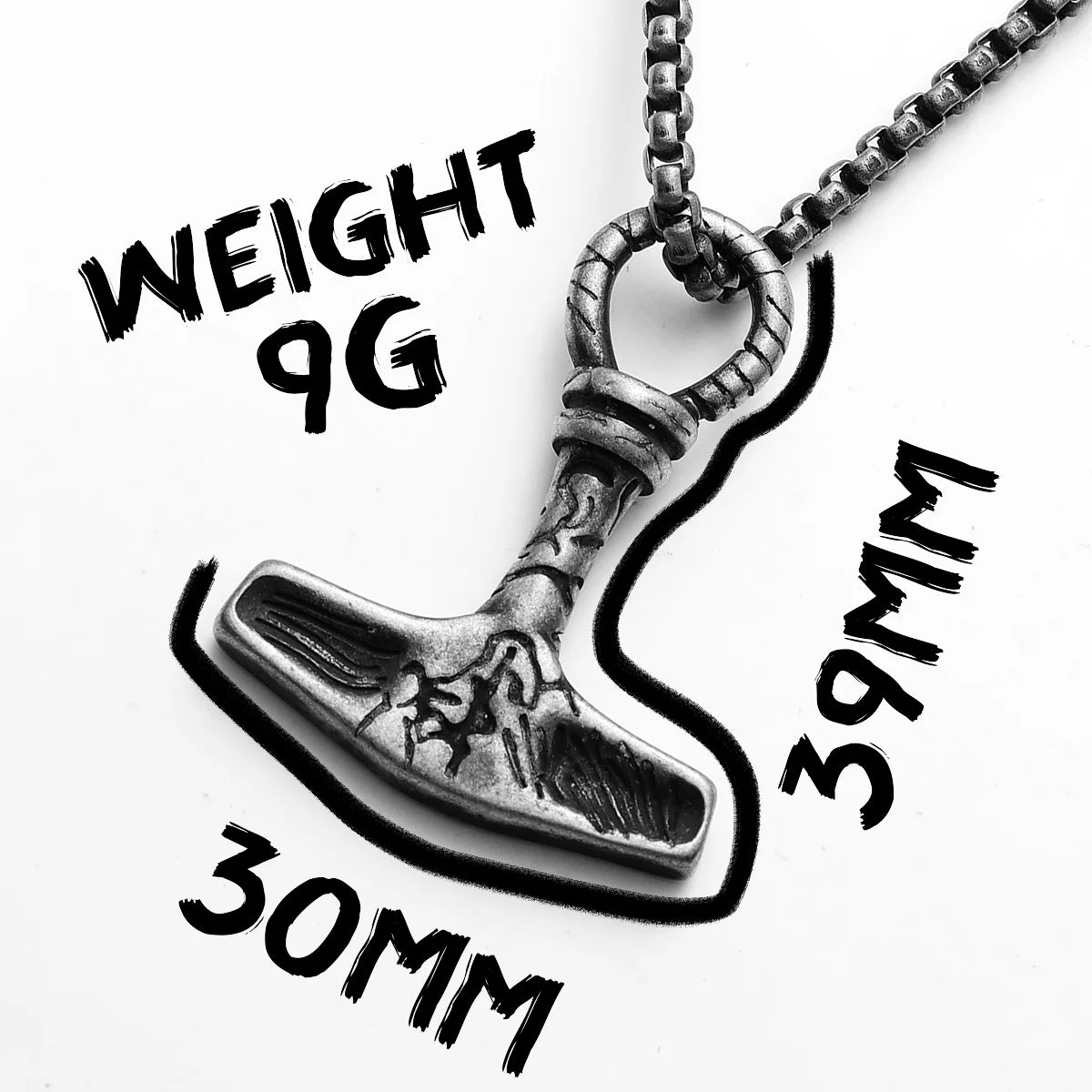 Thor's Hammer Stainless Steel Pendant Necklace