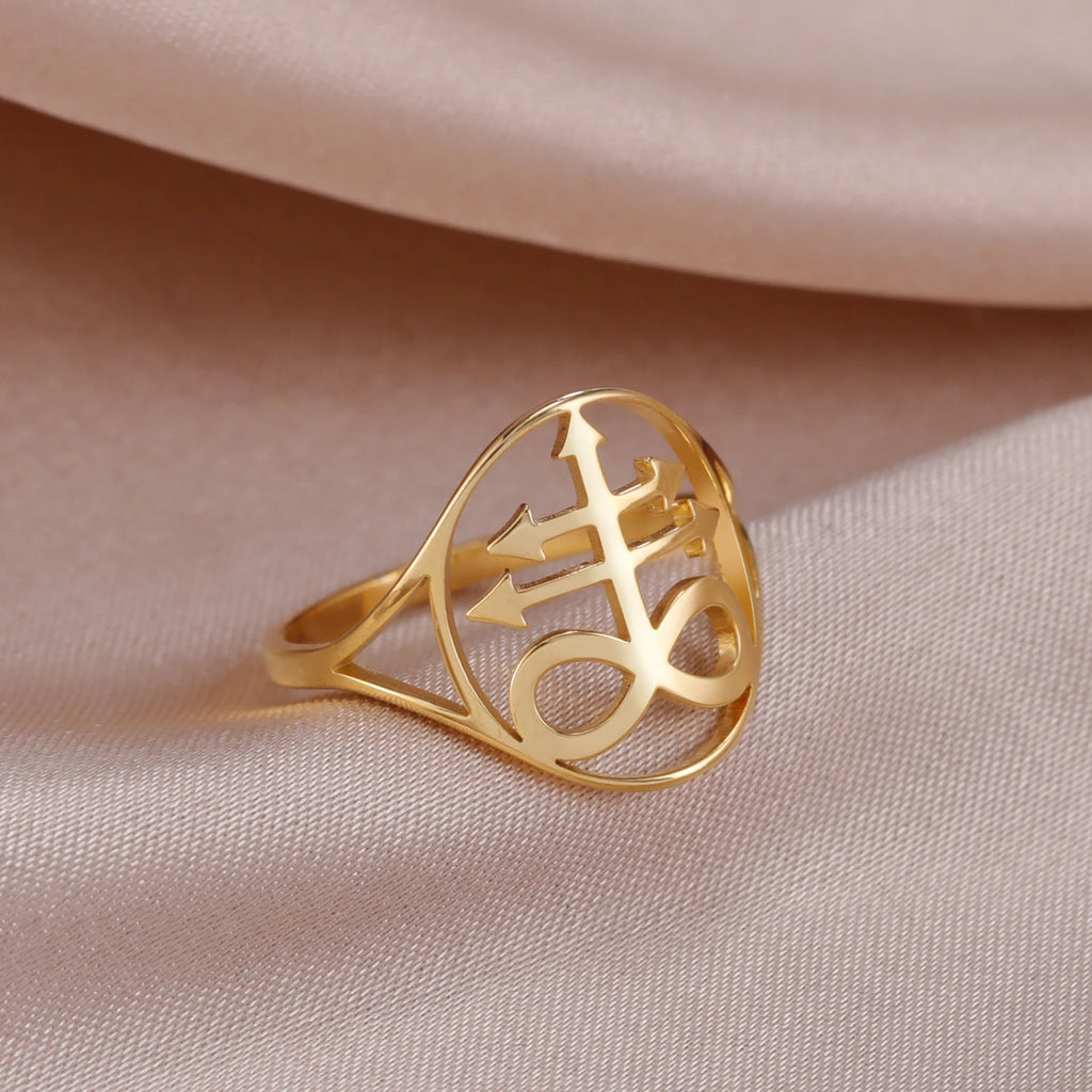 Leviathan Cross Satan Signet Ring — Stainless Steel