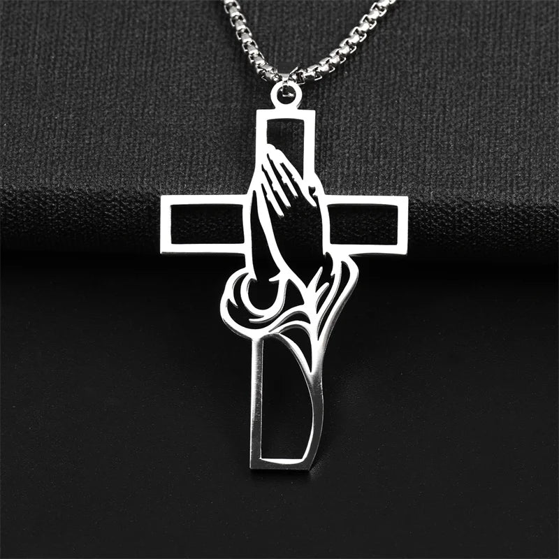 Jesus Cross Stainless Steel Pendant Necklace