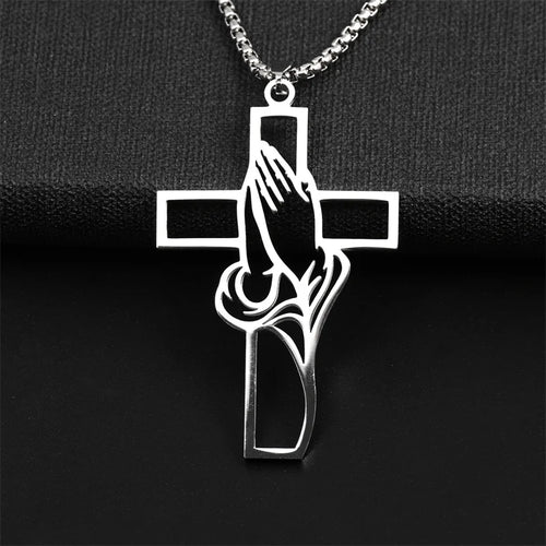 Jesus Cross Stainless Steel Pendant Necklace