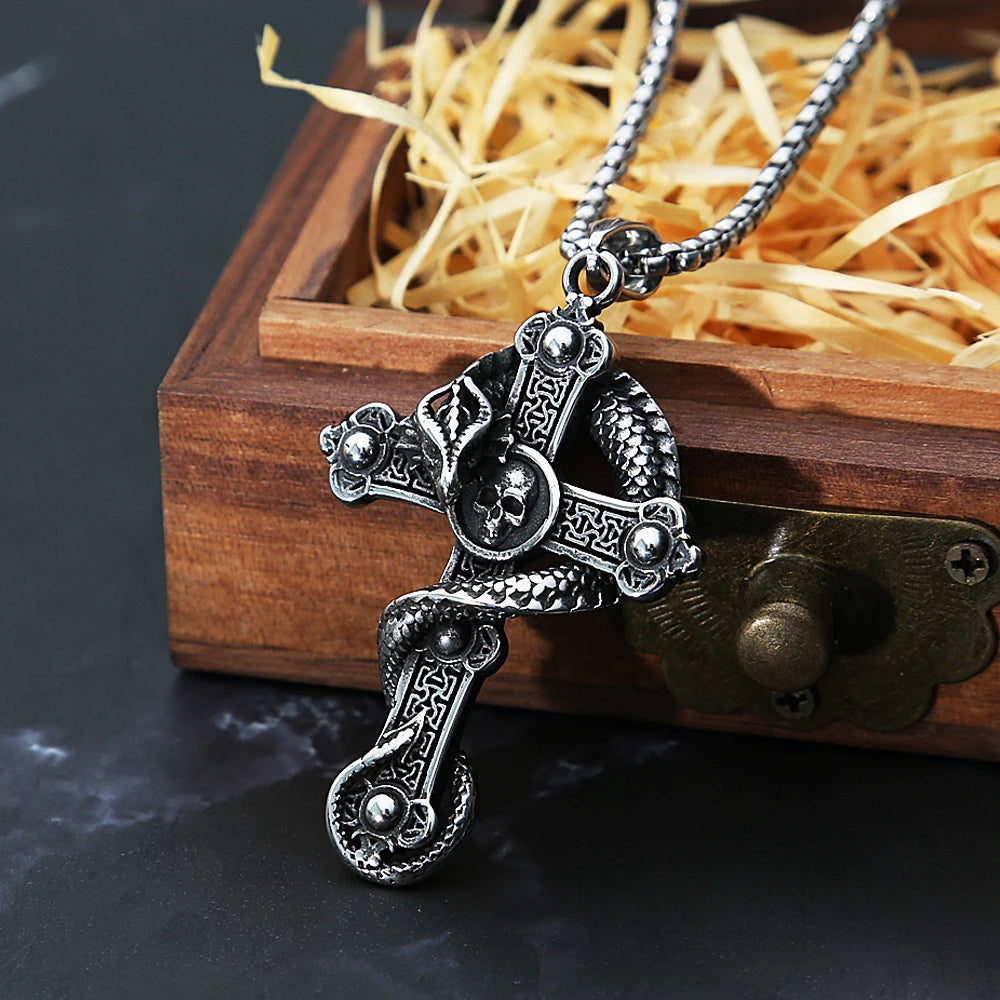 Skull Cross Stainless Steel Pendant Necklace
