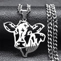 Cow Head Hollow Pendant — Silver Stainless