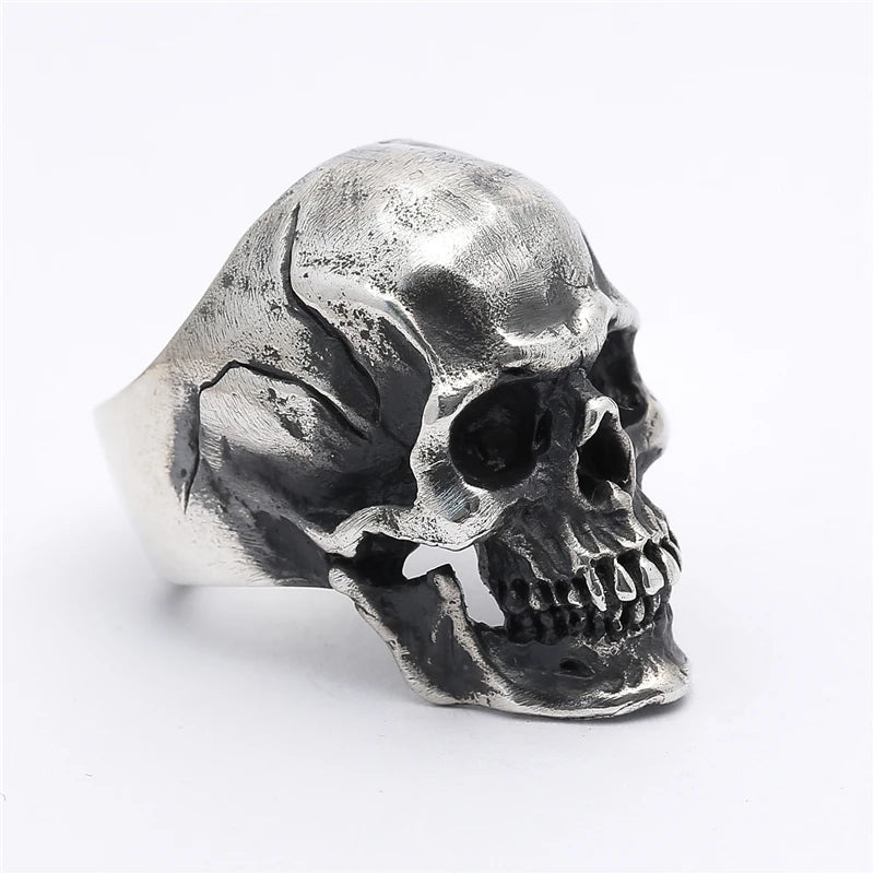 Retro Skull Statement Ring — Silver