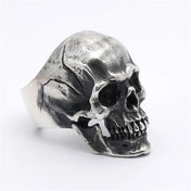 Retro Skull Statement Ring — Silver