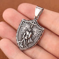 Vintage Saint Angel Shield Necklace Stainless Steel Men Pendant Necklace Classic Archangel Belief Amulet Jewelry Gift Wholesale