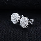 Iced Out Round Stud Earrings — 925 Silver