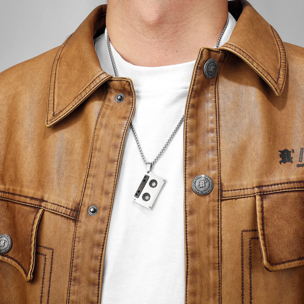Music Player Tape Stainless Steel Jewelry Men Simple Necklace With Pendant For Male Women PunkHip Hop Accessories Gift Wholesale