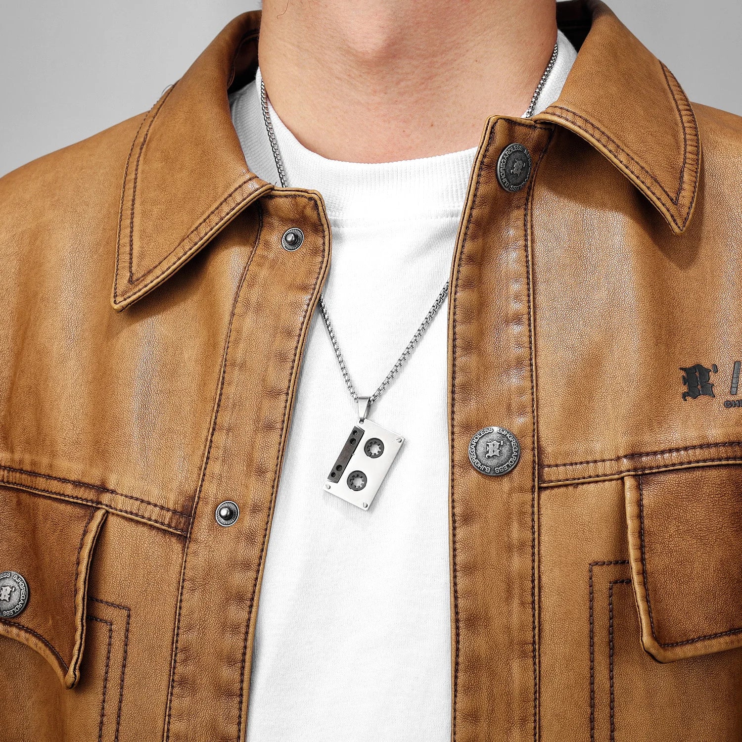 Music Player Tape Stainless Steel Jewelry Men Simple Necklace With Pendant For Male Women PunkHip Hop Accessories Gift Wholesale