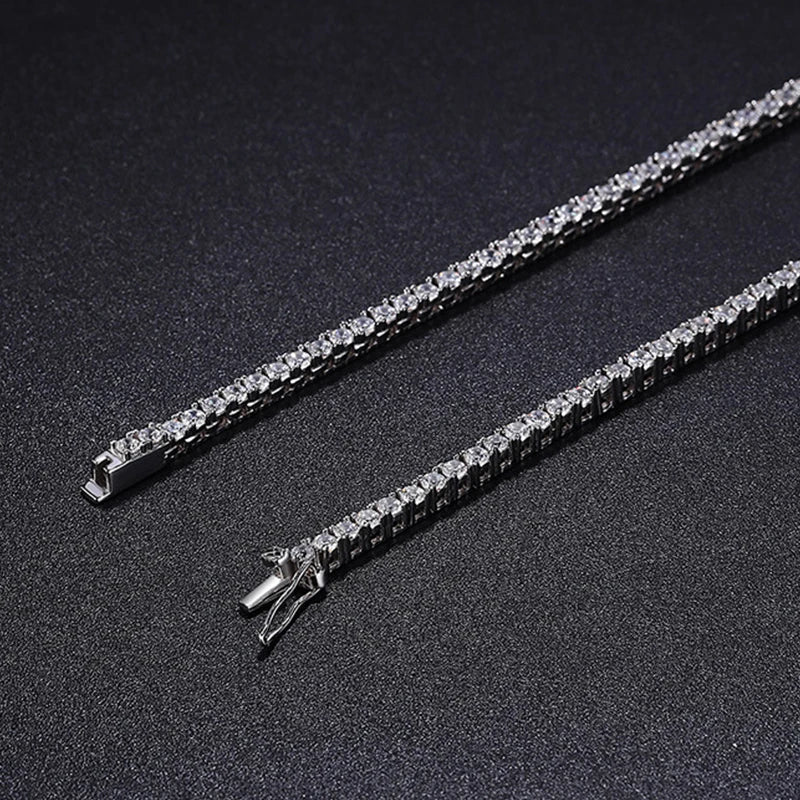 NeeTim 2.5mm Full Moissanite Tennis Necklace 925 Sterling Silver with Gold Plated Necklaces Neck Chain Fine Jewelry for